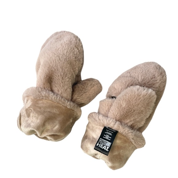 Faux Fur Convertible Mittens Gloves Dusty Pink One Size - Picture 6 of 6